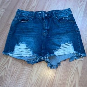 High waisted jean shorts
